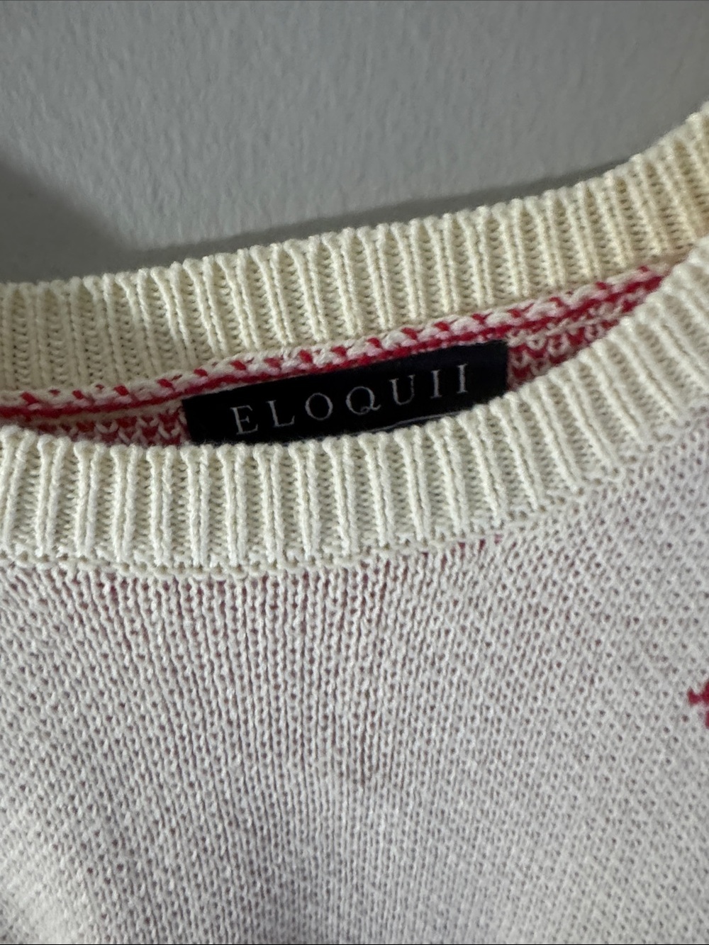 Cream Knit Sweater with Pink Lip Print - Picture 8 of 8
